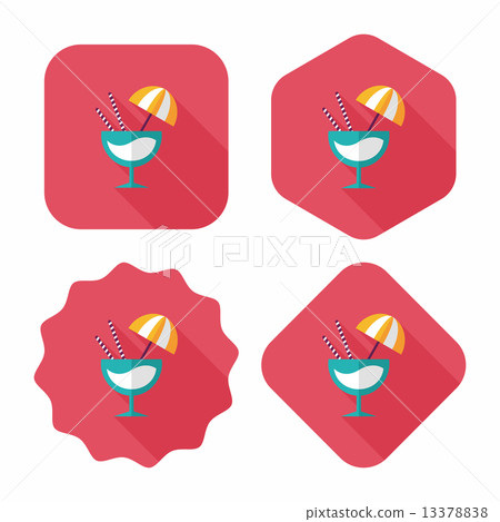 cocktail flat icon with long shadow,eps10 13378838