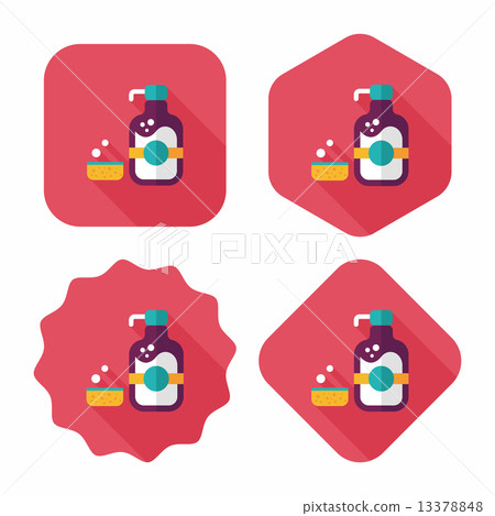 kitchenware dish soap flat icon with long shadow,eps10 kitchenware dish soap flat icon with long shadow,eps10 13378848