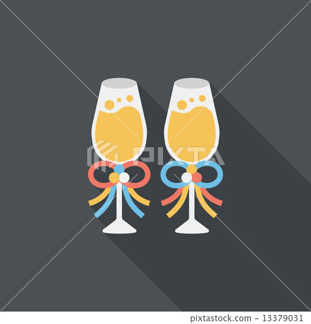 wedding champagne flat icon with long shadow,eps10 13379031
