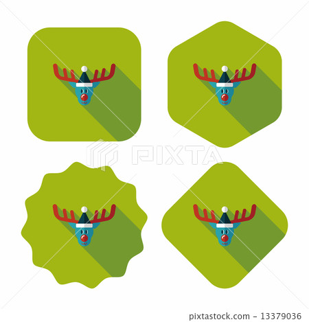 Reindeer flat icon with long shadow, eps10 Reindeer flat icon with long shadow, eps10 13379036