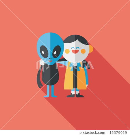 Space alien friendship flat icon with long shadow,eps10 Space alien friendship flat icon with long shadow,eps10 13379039