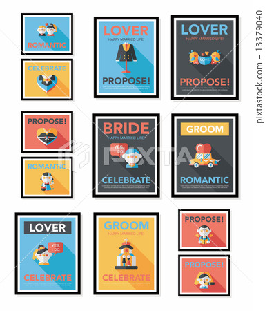 Wedding poster flat design background set, eps10 13379040
