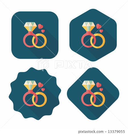 Valentine's Day diamond ring flat icon with long shadow,eps10 13379055