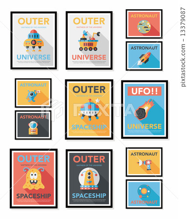 Space poster banner flat design background set, eps10 Space poster banner flat design background set, eps10 13379087