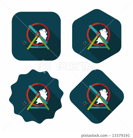 Pet mouse exercise wheel flat icon with long shadow,eps10 13379191