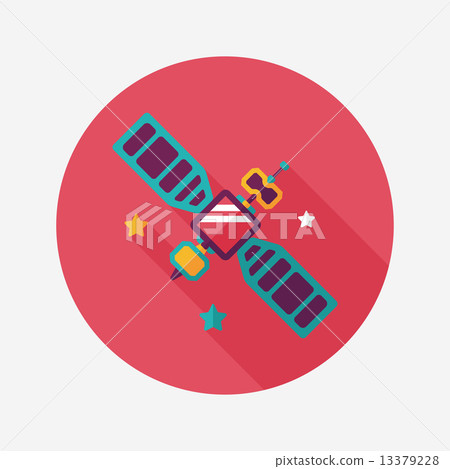 Space Satellite flat icon with long shadow,eps10 13379228