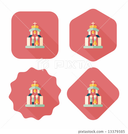 wedding ceremony in chruch flat icon with long shadow,eps10 13379385