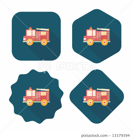 Transportation Fire truck flat icon with long shadow,eps10 Transportation Fire truck flat icon with long shadow,eps10 13379394