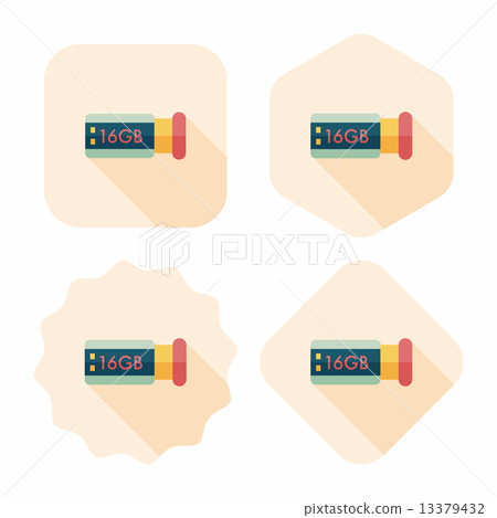 Usb flash memory flat icon with long shadow,eps10 13379432