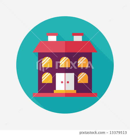 Building flat icon with long shadow,eps10 13379513