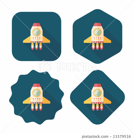 Spaceship flat icon with long shadow,eps10 13379516