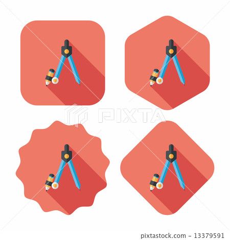 Compass Pencil flat icon with long shadow,eps10 Compass Pencil flat icon with long shadow,eps10 13379591