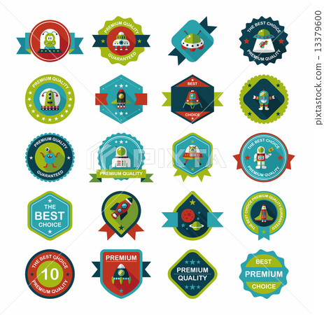 Space badge banner flat design background set, eps10 Space badge banner flat design background set, eps10 13379600
