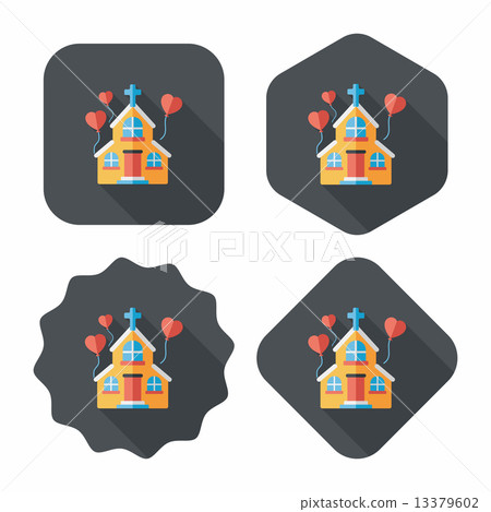 wedding church flat icon with long shadow,eps10 13379602