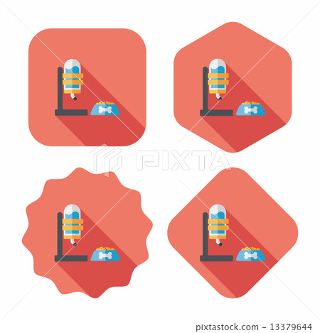 Pet water drinking flat icon with long shadow, eps10 13379644