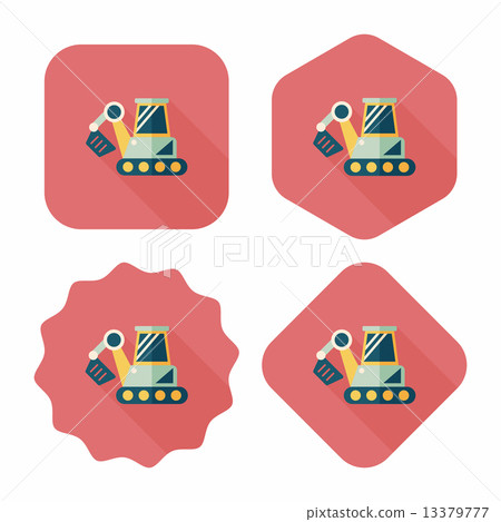 Transportation excavator flat icon with long shadow,eps10 Transportation excavator flat icon with long shadow,eps10 13379777