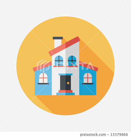Building flat icon with long shadow,eps10 13379868