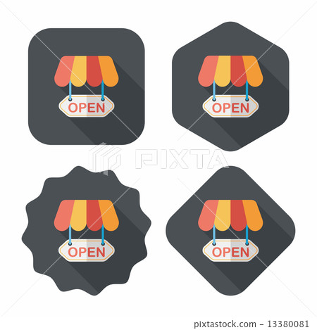 shopping store sign flat icon with long shadow,eps10 13380081