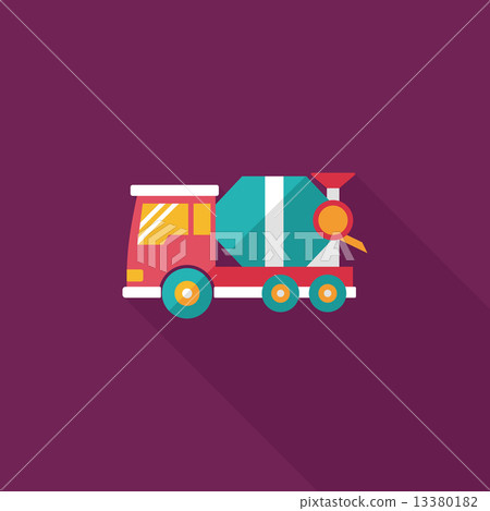Transportation Cement mixer flat icon with long shadow,eps10 13380182