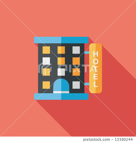 Building hotel flat icon with long shadow,eps10 13380244