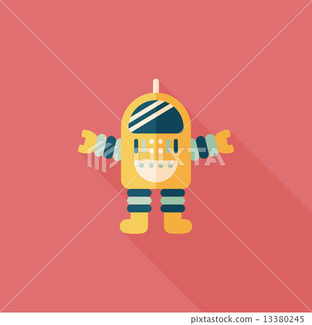 Space robot flat icon with long shadow,eps10 13380245