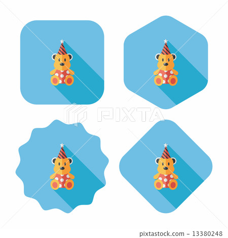 birthday teddy bear flat icon with long shadow,eps10 13380248