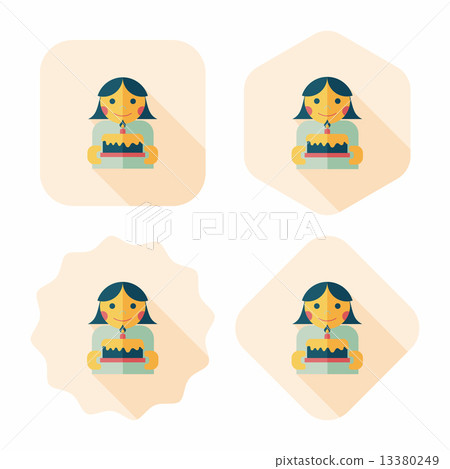 happy birthday girl flat icon with long shadow,eps10 happy birthday girl flat icon with long shadow,eps10 13380249