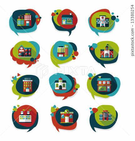 Building speech bubble flat design background set, eps10 Building speech bubble flat design background set, eps10 13380254