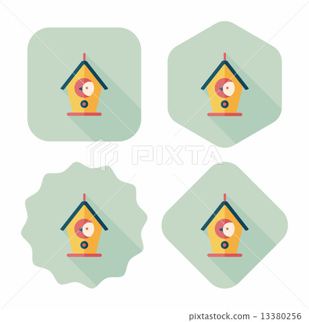 Pet bird house flat icon with long shadow,eps10 Pet bird house flat icon with long shadow,eps10 13380256