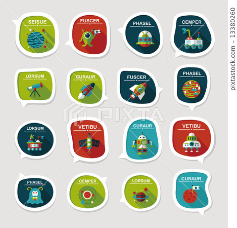 Space speech bubble flat design background set, eps10 13380260