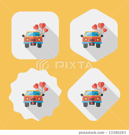wedding car flat icon with long shadow, eps10 wedding car flat icon with long shadow, eps10 13380263