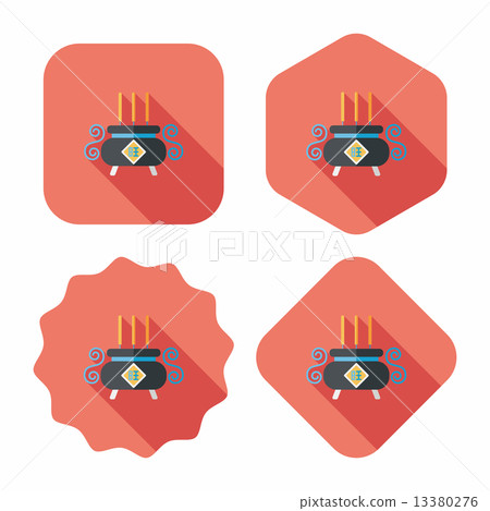 Chinese censer flat icon with long shadow,eps10 13380276