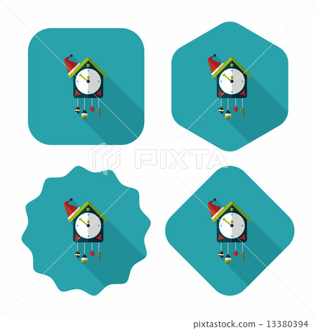 Cuckoo clock flat icon with long shadow,eps10 13380394