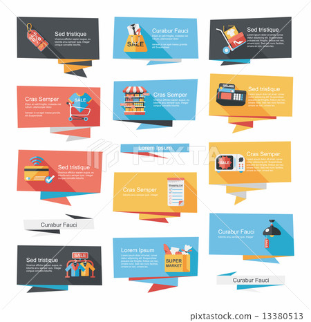 shopping banner flat design background set, eps10 13380513