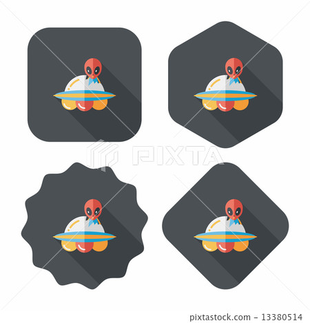 Space UFO flat icon with long shadow, eps10 13380514