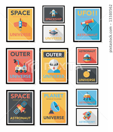 Space poster banner flat design background set, eps10 13380562