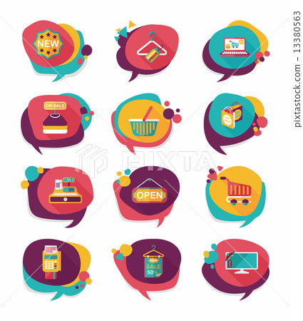 shopping speech bubble flat design background set, eps10 13380563