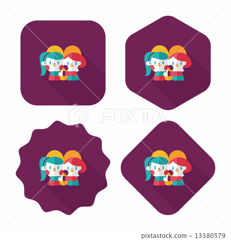 Valentine's day couple flat icon with long shadow,eps10 13380579