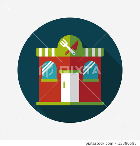 Building restaurant flat icon with long shadow,eps10 13380583