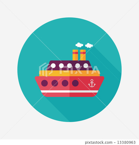 Transportation ferry flat icon with long shadow,eps10 Transportation ferry flat icon with long shadow,eps10 13380963