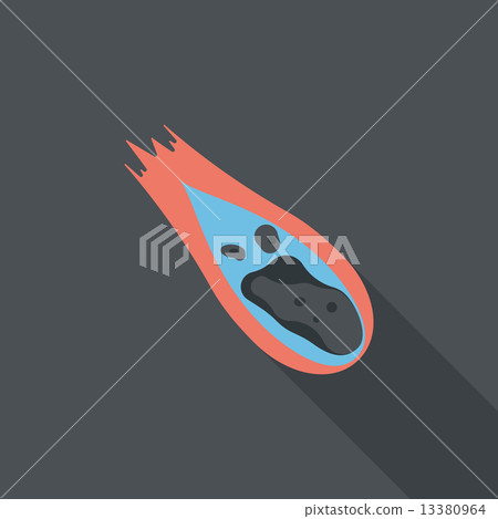 Space Meteorite flat icon with long shadow,eps10 13380964