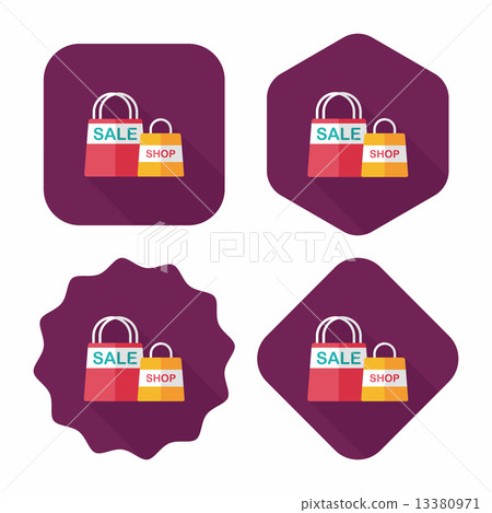 shopping paper bag flat icon with long shadow,eps10 13380971