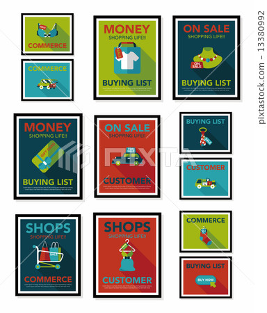 shopping poster banner flat design background set, eps10 shopping poster banner flat design background set, eps10 13380992