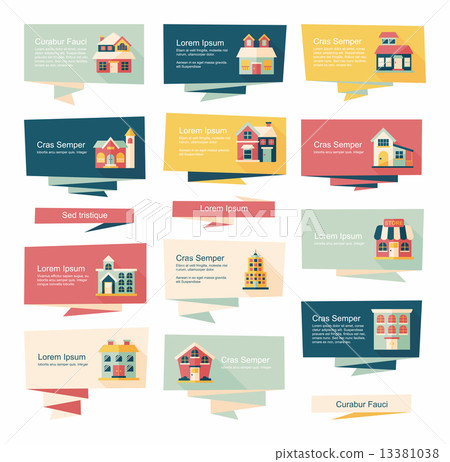 Building banner flat design background set, eps10 - Stock Illustration ...