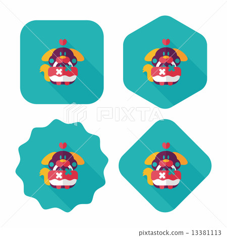wedding flower dog flat icon with long shadow,eps10 13381113