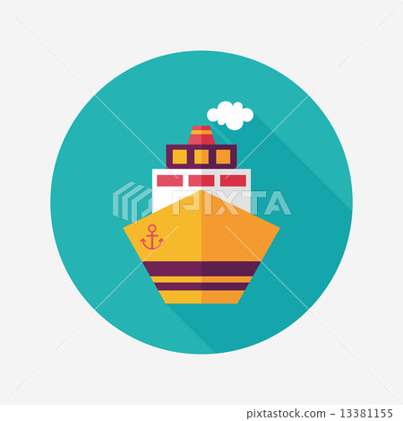 Transportation ship flat icon with long shadow,eps10 Transportation ship flat icon with long shadow,eps10 13381155