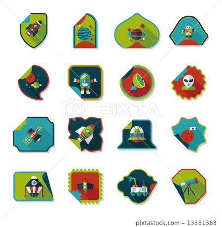 Space stickers banner flat design background set, eps10 13381363