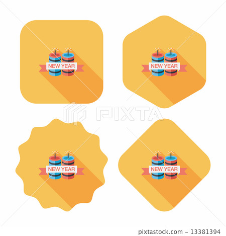 Chinese festival couplets with lantern flat icon with long shado 13381394
