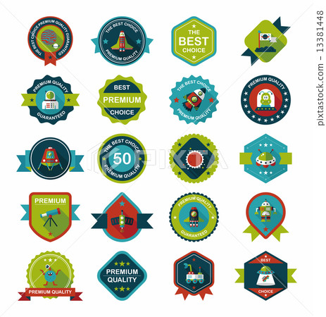 Space badge banner flat design background set, eps10 13381448