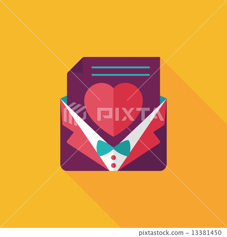 wedding invitation flat icon with long shadow,eps10 13381450